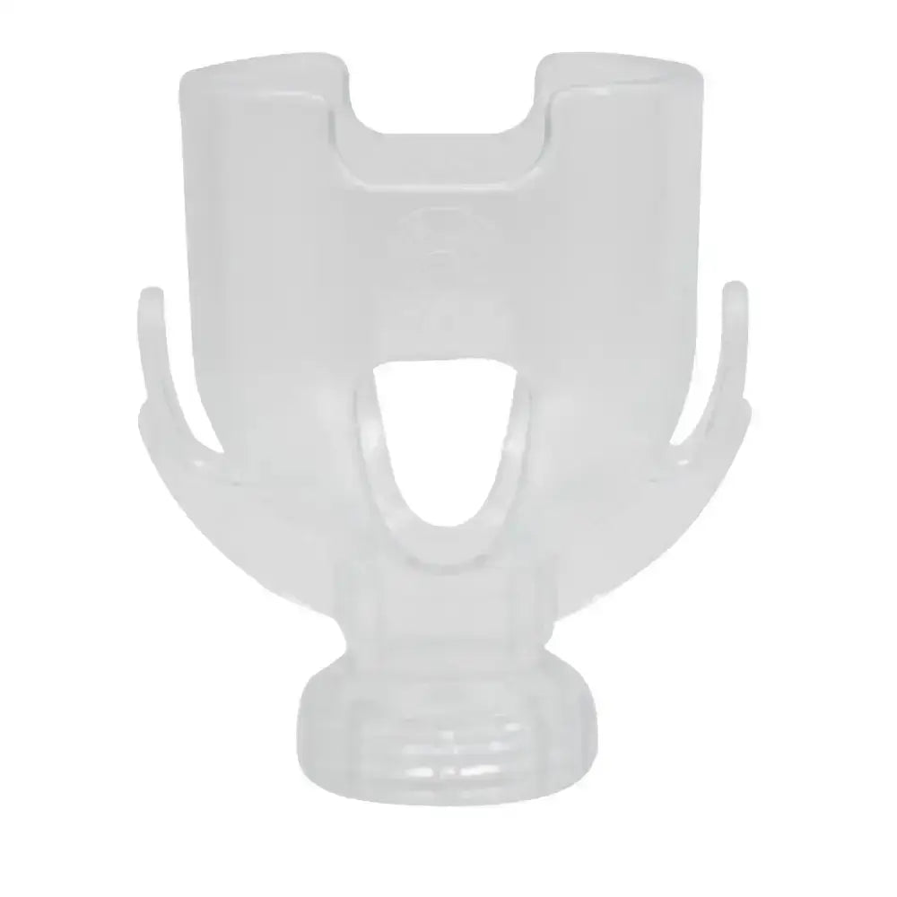 Transparent plastic neogen fast-fit clip with u-shaped top and curved arms for 250ml bottle holder use