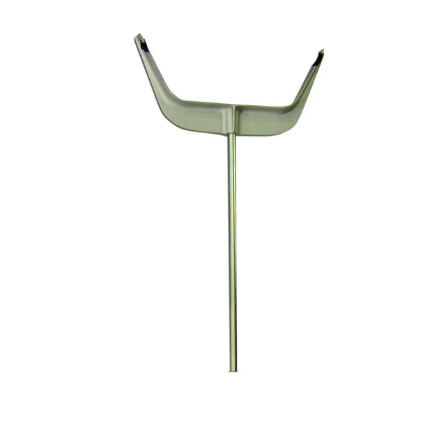 Metallic gray t-shaped mixing paddle with slender shaft and curved blades for neogen ideal calf puller breechen use