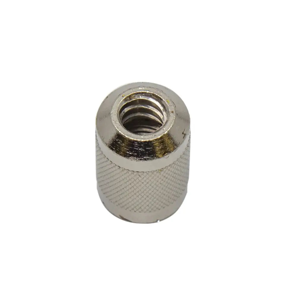 Silver metal neogen needle nut with knurled grip texture for secure needle nut luer lock connection