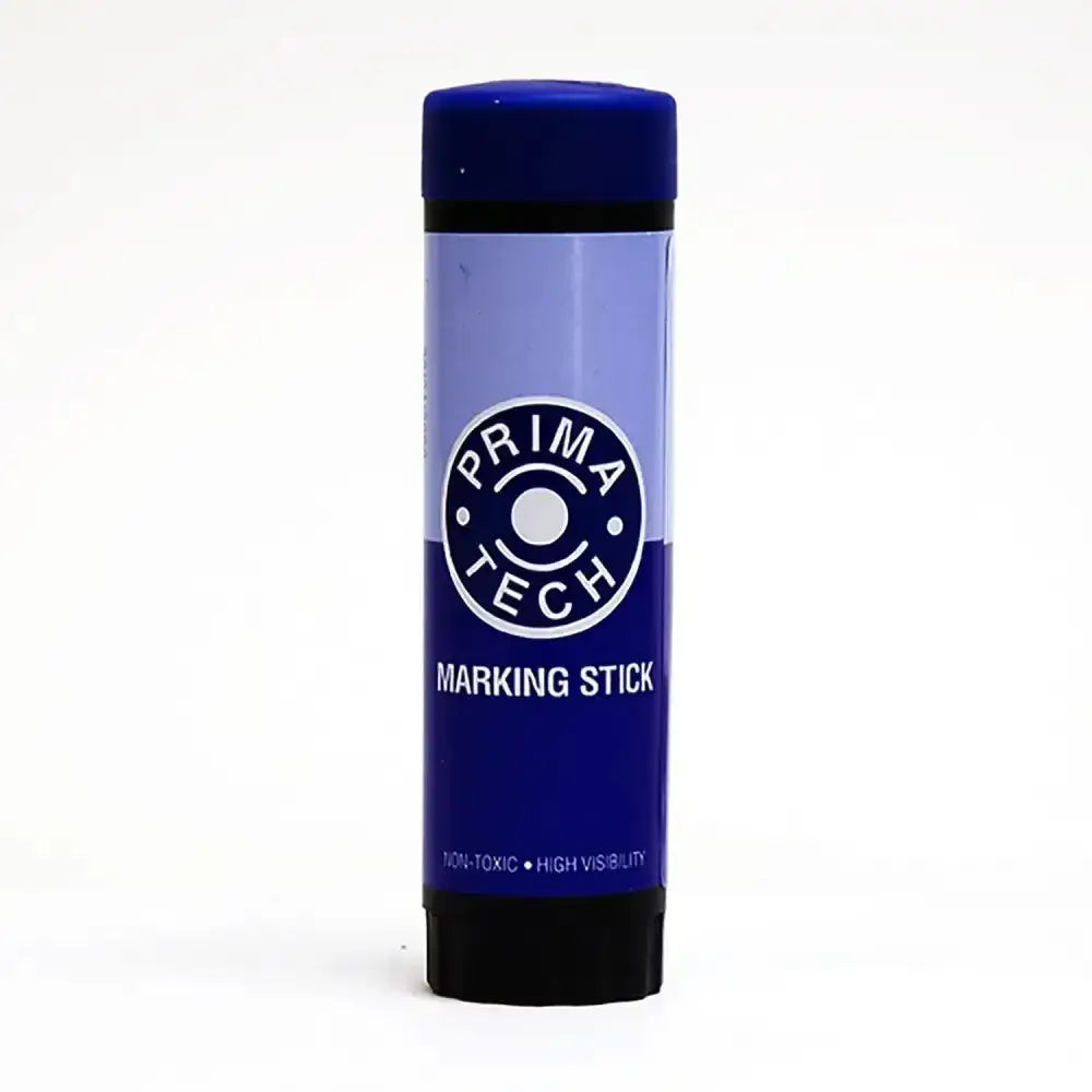 Blue prima tech neogen retractable marking stick with sleek cylindrical design and twistable plastic dispenser caps for efficient animal marking