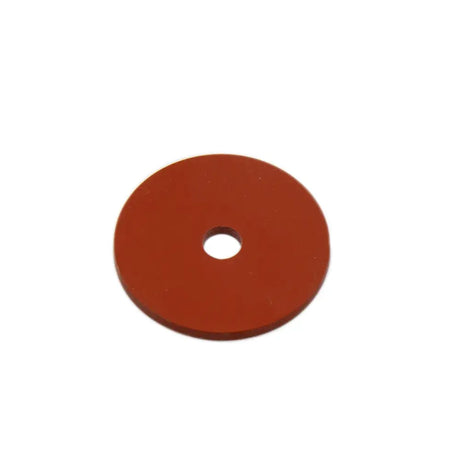 Red circular neogen seal made for 28mm threaded bottle collar replacement with central hole for secure fit