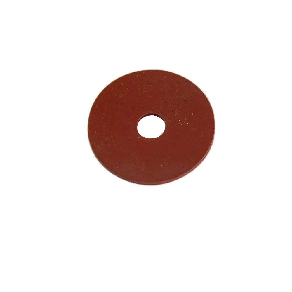 A smooth circular red neogen spike buffer seal with central hole for bmv replacement spike use
