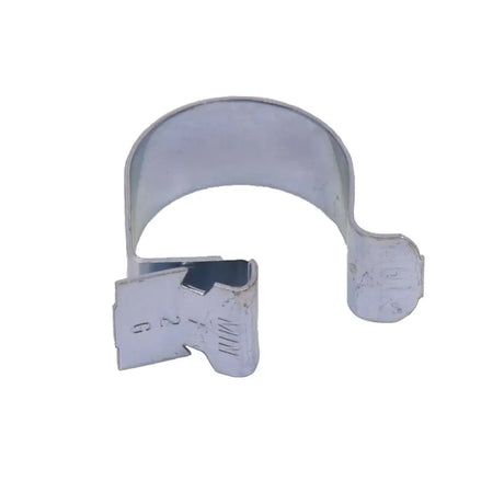 Silver metal pipe clamp with spring-loaded lever mechanism for secure grip in neogen stick clip product