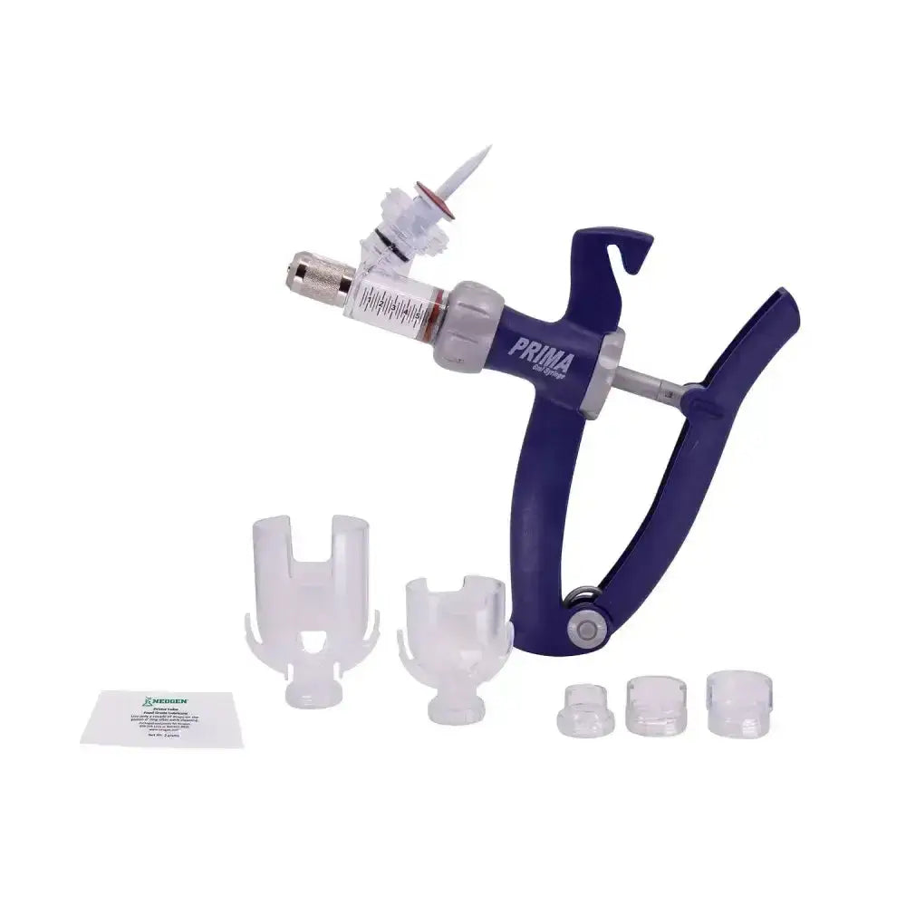 Blue and gray neogen syringe bmv premium adjustable veterinary syringe pump with clear impact-resistant plastic components