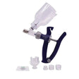 Blue and silver prima brand spray gun with clear plastic reservoir for neogen syringe bmv premium adjustable use