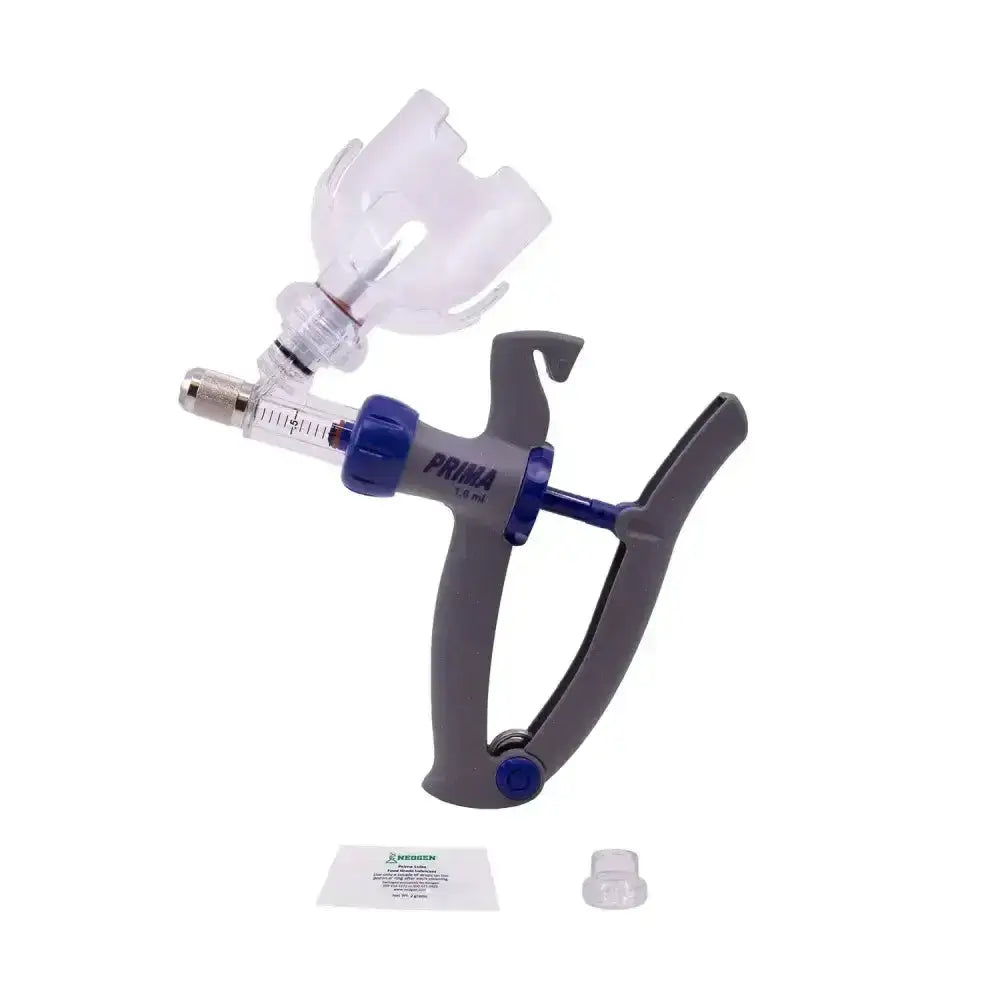 Gray and blue neogen syringe bmv 1.0 ml veterinary syringe with clear bulb for quick bottle changing and impact resistance