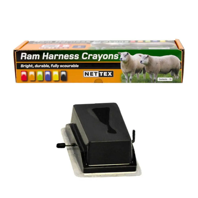 Black plastic ram harness crayon sharpener with handle and crank for nettex agri weather crayons and nettex harnesses