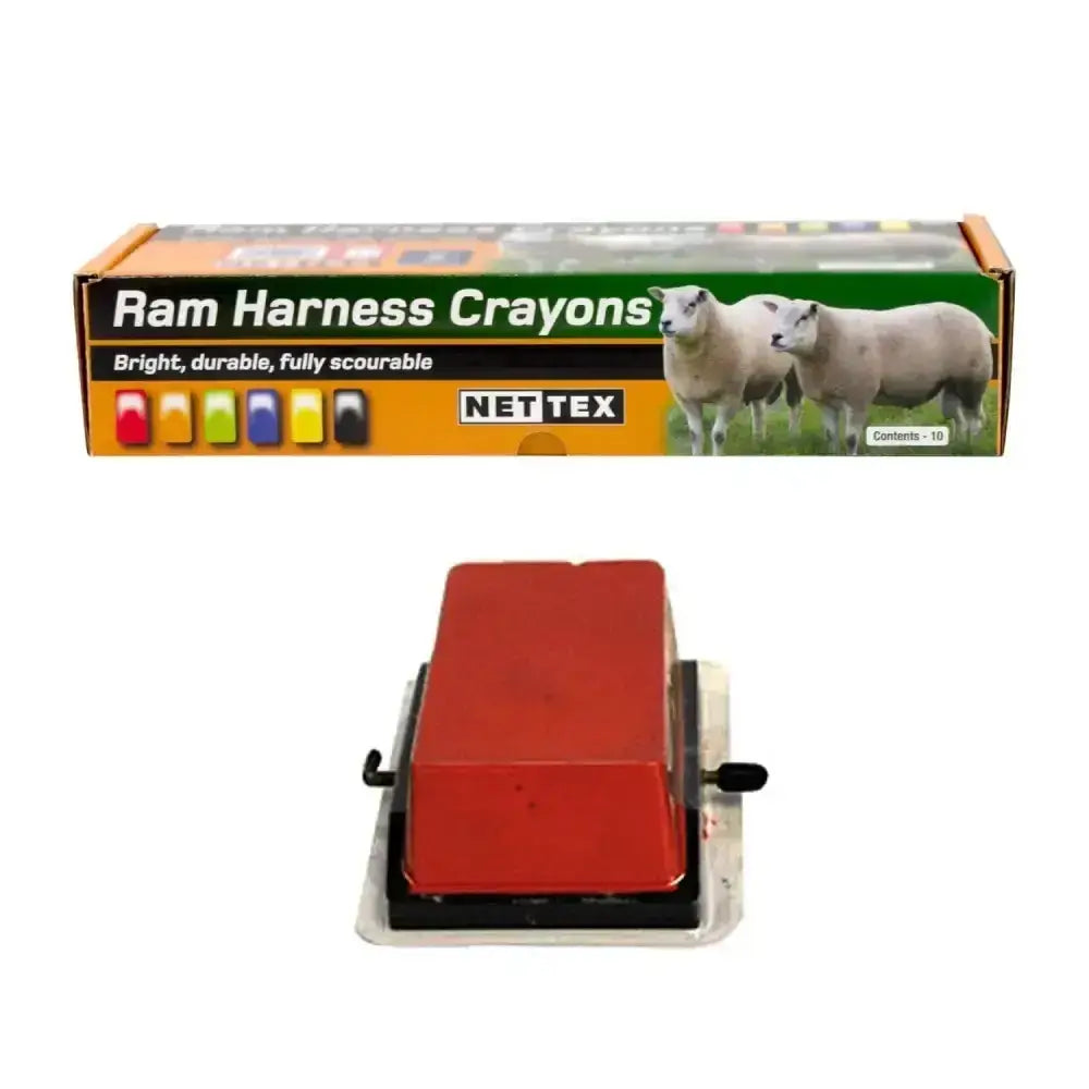 Red rectangular nettex agri all weather crayon block in black clear plastic holder with side handles for outdoor use