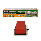 Red rectangular nettex agri all weather crayon block in black clear plastic holder with side handles for outdoor use