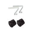 Silver metal l-shaped brackets with black plastic caps for nettex agri anti kick bar spare springs and caps