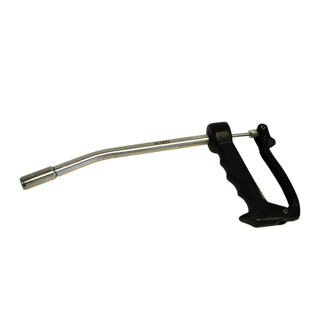 Black ergonomic handle with silver metal shaft and nozzle for precision use on nettex agri bolus applicator