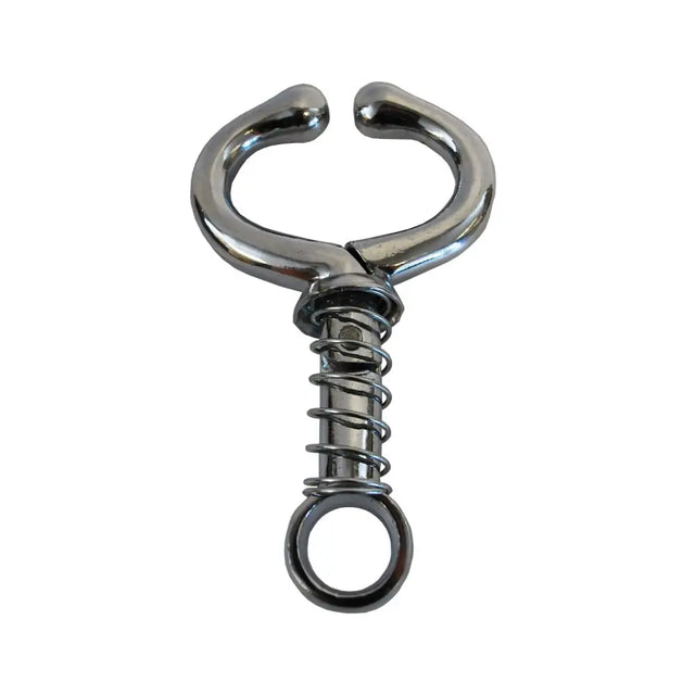 Chrome finished nettex agri bull holder spring loaded metal hook with stainless steel spring and loop at the bottom