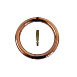 Copper-colored bull ring copper with a small brass screwdriver tool inside by nettex agri bull for piercing bull ring use