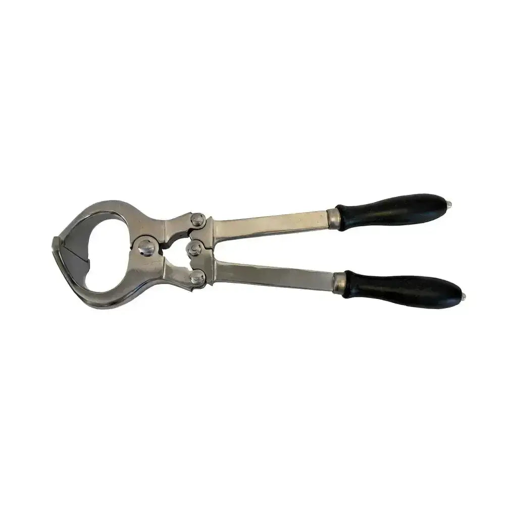 Stainless steel nettex agri castration pliers with black rubberized handles for easy animal castration use