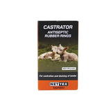 Black and orange box of nettex agri castrator antiseptic rubber rings for lamb castration and docking use