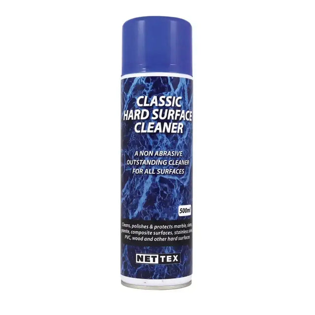 Blue can of nettex agri classic hard surface cleaner 500ml spray with textured label and white text