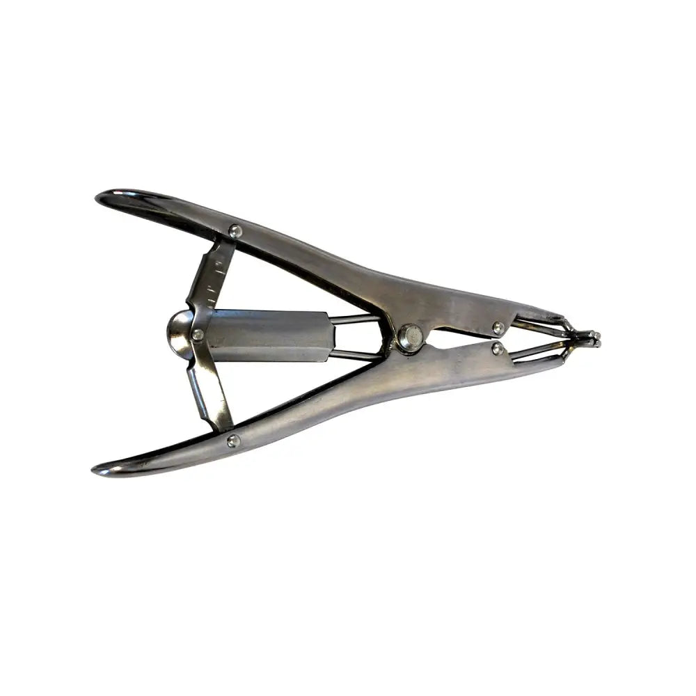 Stainless steel nettex agri elastration pliers with sleek polished finish and ergonomic handles for easy use
