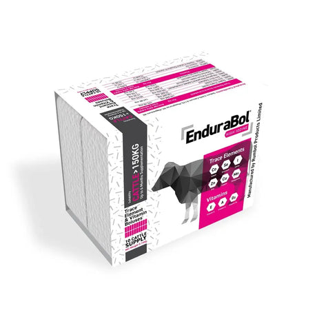 Nettex Agri Endurabol high iodine cattle supplement box with geometric black dog silhouette and single point erosion technology