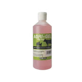 Pink liquid-filled nettex agri agri-gel bottle with white flip cap and green label featuring black cow silhouettes