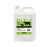 White plastic jug of nettex agri agri-gel long lasting lubricating gel with green label featuring black cow silhouettes
