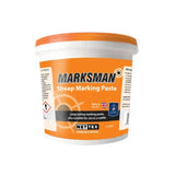 Orange and white plastic tub of nettex agri marksman scourable marking paste for sheep maring use