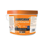 Orange and white 2.5-litre nettex agri marksman sheep maring paste bucket with sturdy lid and integrated handles for easy transport