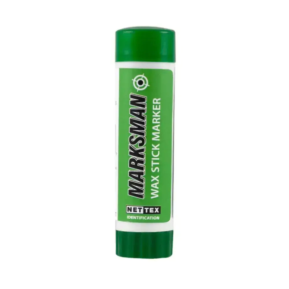 Green nettex agri marksman wax stick marker with white label black text for temporary identification requirements