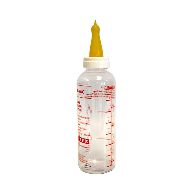 Clear nettex agri non-vac 500ml boilable polycarbonate baby bottle with yellow nipple and red measurement markings