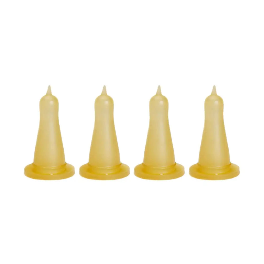 Four pale yellow nettex agri non-vac silicone nipple shields with specially designed isoprene teat and vacuum release valve