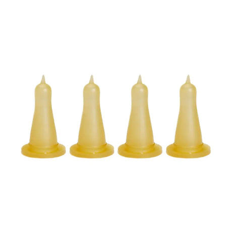 Four pale yellow nettex agri non-vac silicone nipple shields with specially designed isoprene teat and vacuum release valve