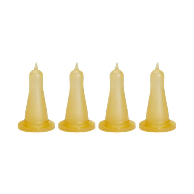 Four pale yellow nettex agri non-vac silicone nipple shields with specially designed isoprene teat and vacuum release valve