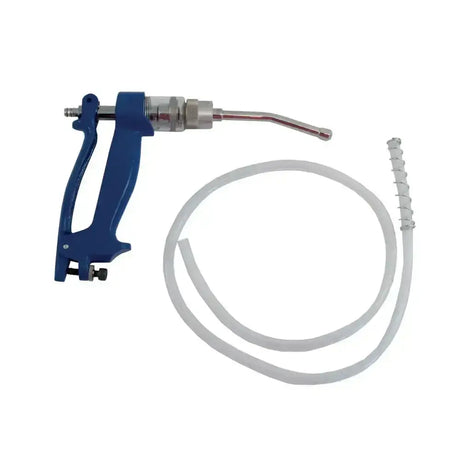 Blue plastic and metal nettex agri premium metal drench gun cattle with clear coiled tube for easy dosing
