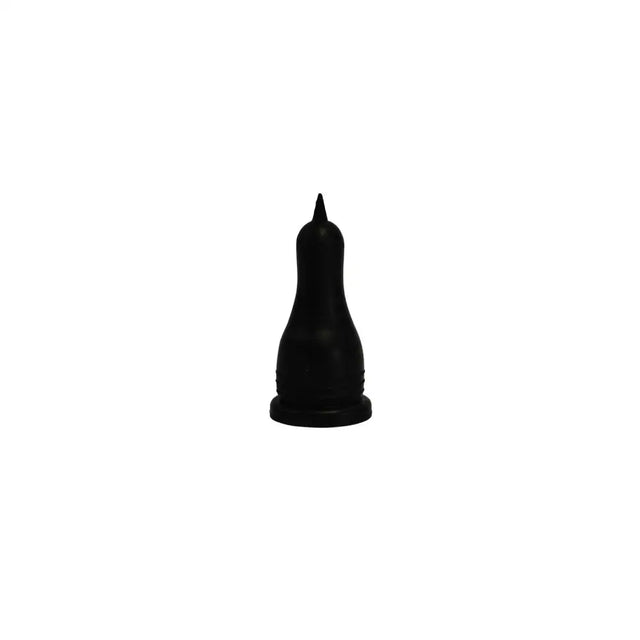 Black silicone nipple shield with rounded base and pointed tip for nettex agri pull lamb teat in superior rubber