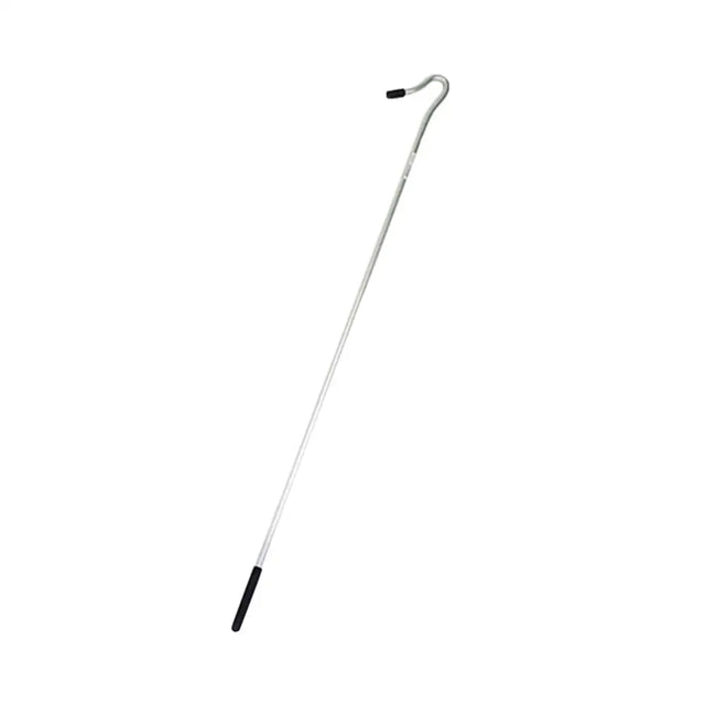 Silver metal hook tool with black rubberized grips on both ends from nettex agri shepherds crook long leg solid