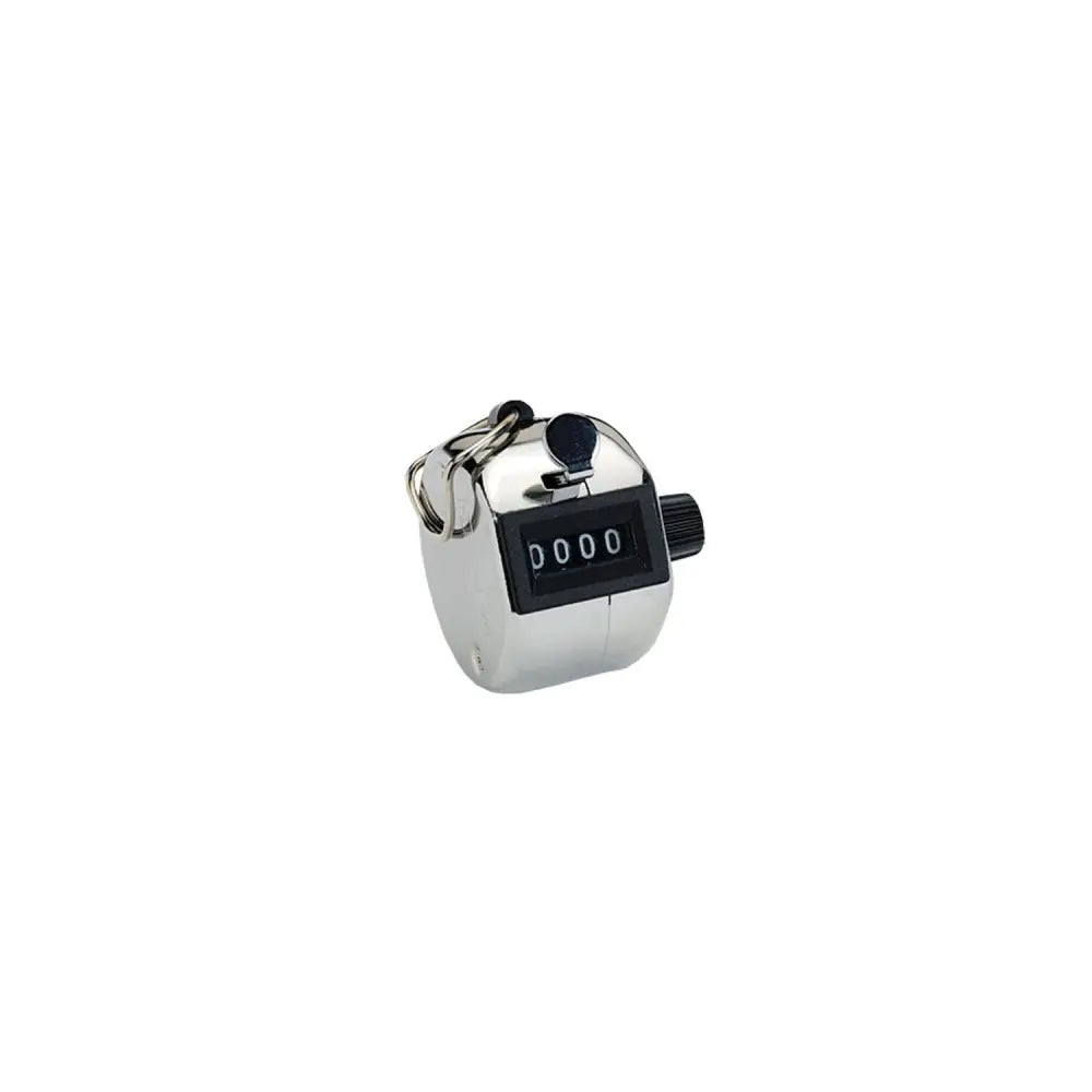 Silver metallic nettex agri tally counter with black display and knob featuring a durable digit tally design