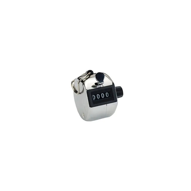 Silver metallic nettex agri tally counter with black display and knob featuring a durable digit tally design