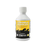 White plastic bottle of nettex equine citronella no-rinse wash with yellow black label horse silhouettes for summer coat care