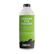 Green and black labeled bottle of nettex feather mite feather mite powder with fossilised diatoms for horse bedding