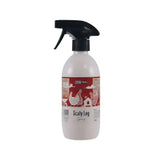White plastic spray bottle with black trigger and red chicken label for nettex poultry scaly leg spray against scaly leg mites