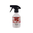 White plastic spray bottle with black trigger and red label featuring chickens for nettex poultry scaly leg spray to treat scaly leg mites