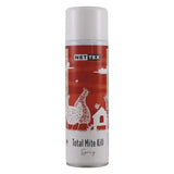 Red and white nettex poultry total mite kill spray with farm-themed chickens is a highly effective insecticidal spray