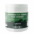 White plastic jar with green and black label of nettex summer fly cream with highly effective formulation to protect sensitive areas