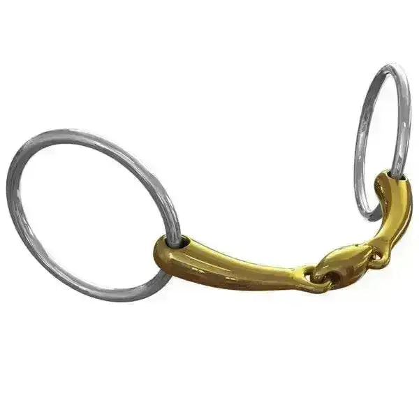 Gold-colored neue schule team ergonomically modernised french horsebit with silver rings and polished metallic finish