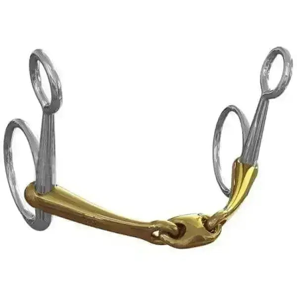 Gold and silver horsebit with polished metallic finish in neue schule tranz angled lozenge baucher bits design