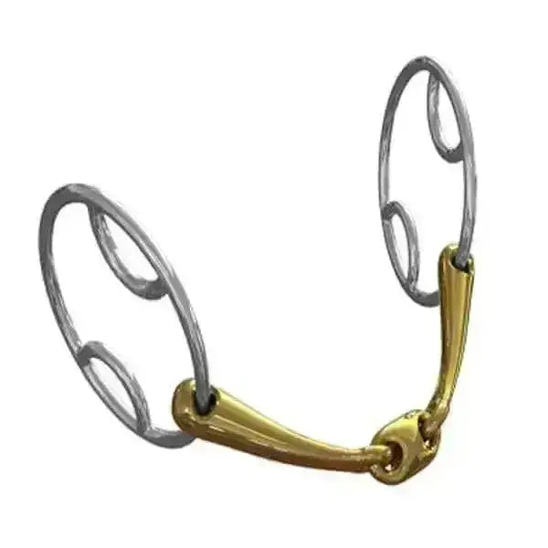 Gold-colored neue schule tranz angled lozenge beval bits with silver-toned rings and polished metallic finish