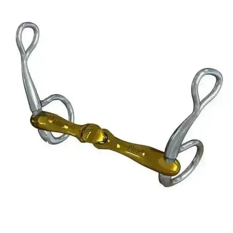 Gold-colored neue schule turtle tactio flex baucher ring horsebit with silver-toned rings and polished metallic finish for sensitive tongue