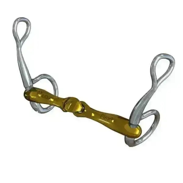 Gold-colored neue schule turtle tactio flex baucher ring horsebit with silver-toned rings and polished metallic finish for sensitive tongue