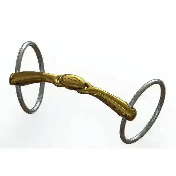 Gold-colored neue schule turtle flex loose ring bit with polished metal rings and turtle top decorative design