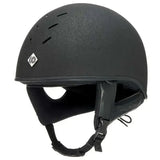 New charles owen race ii riding hat black matte equestrian helmet with subtle texture and silver diamond logo side view