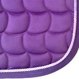 New gallop purple quilted dressage saddle pad with contoured spine scalloped edge and anti-rub girth pad trim